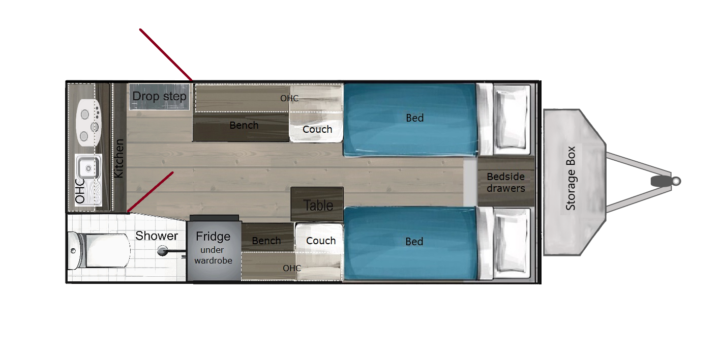 1600 Cross Country - Single Bed Layout