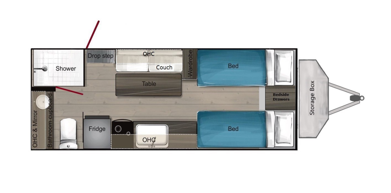 1800 Cross Country - Single Bed Layout
